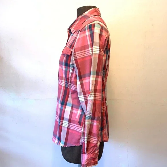 COLUMBIA Wm's L Omni-Shade Nylon Shirt Quick Dry Vented Fish Hike Camp Outdoors - Picture 3 of 12